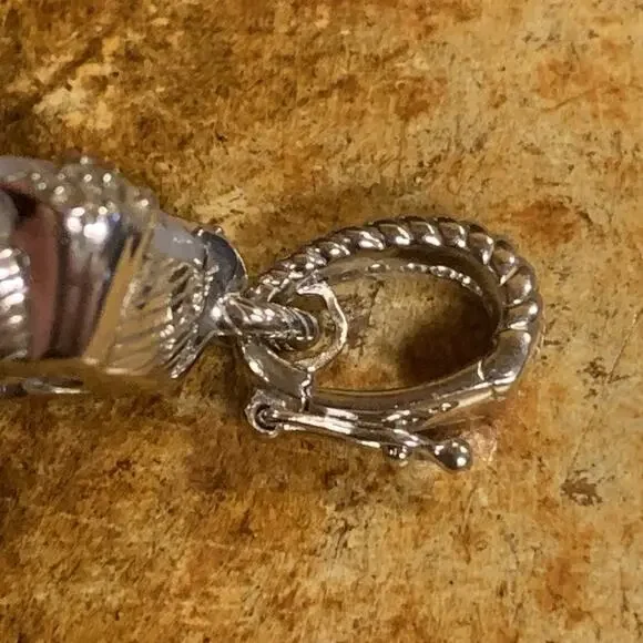 Judith Ripka Pendant/Enhancer Sterling Silver, Blue Lace Agate & CZ's Diamonique - Picture 7 of 8